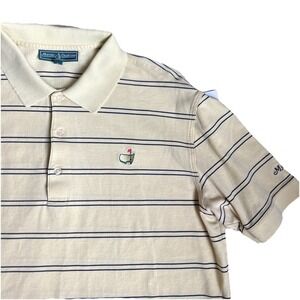 Masters Collection Short Sleeve Pima Cotton Polo Shirt Men Yellow Stripe Logo XL